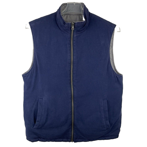 Brooks Brothers Reversible Puffer Vest Mens Medium Silver Navy Quilted Classic - Picture 3 of 15